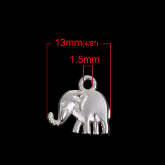 Picture of Zinc Based Alloy Charms Elephant Animal Matt Silver 13mm( 4/8") x 13mm( 4/8"), 10 PCs