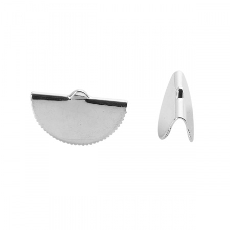 Ruban Crimp Fin Cordon pour Collier Bracelet en Laiton Demi-Rond Argenté 25mmx 14mm, 10 Pcs