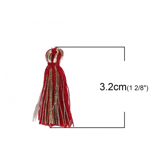 Picture of Cotton Tassel Wine Red 32mm(1 2/8"), 30 PCs