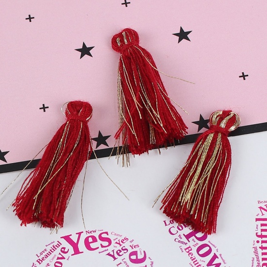 Picture of Cotton Tassel Wine Red 32mm(1 2/8"), 30 PCs
