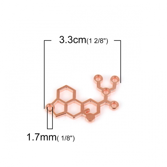 Picture of Zinc Based Alloy Molecule Chemistry Science Connectors LSD Rose Gold 33mm x 19mm, 20 PCs