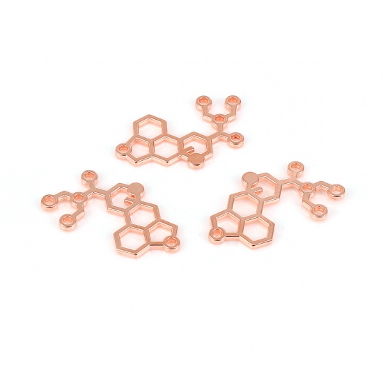Picture of Zinc Based Alloy Molecule Chemistry Science Connectors LSD Rose Gold 33mm x 19mm, 20 PCs