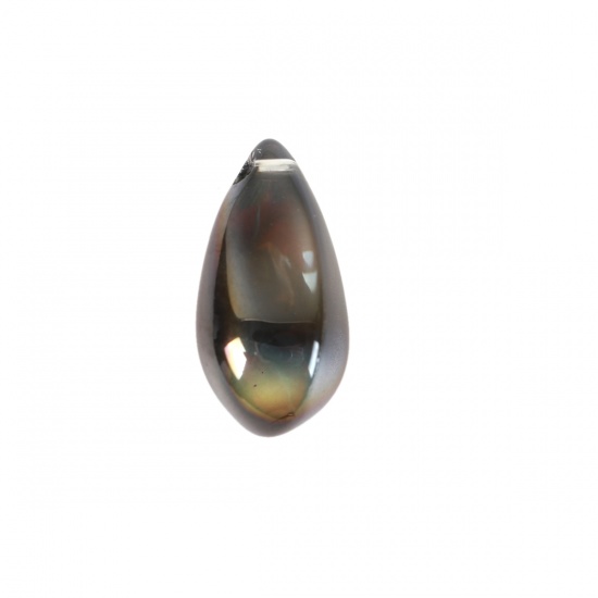 Picture of Lampwork Glass Czech Beads Drop Black AB Rainbow Color About 19mm x 10mm, Hole: Approx 1.2mm, 10 PCs
