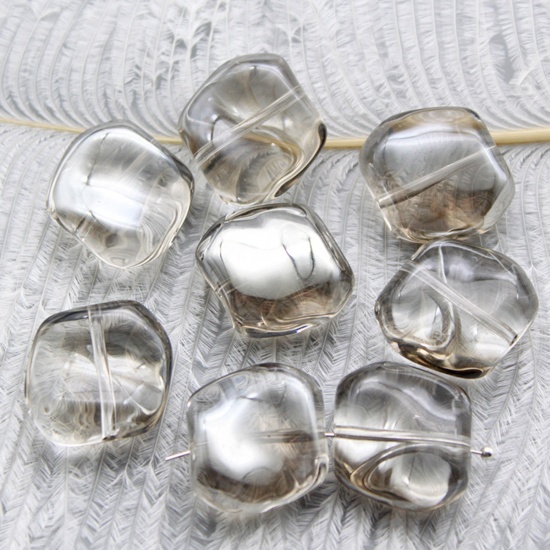 Picture of Lampwork Glass Czech Beads Irregular Gray About 19mm x 17mm, Hole: Approx 1.2mm, 10 PCs