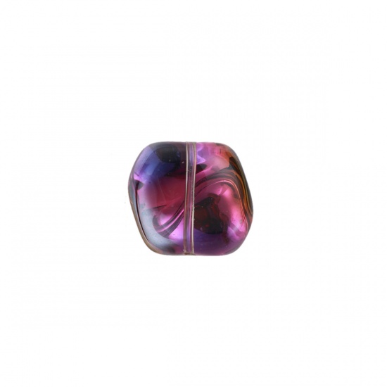 Picture of Lampwork Glass Czech Beads Irregular Purple AB Rainbow Color About 19mm x 17mm, Hole: Approx 1.2mm, 10 PCs