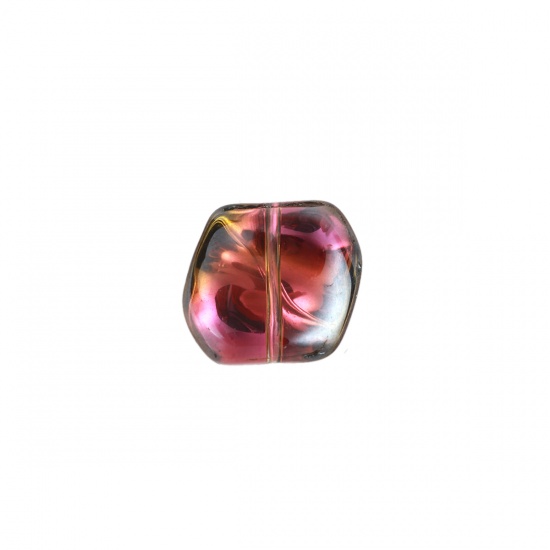 Picture of Lampwork Glass Czech Beads Irregular Black AB Rainbow Color About 19mm x 17mm, Hole: Approx 1.2mm, 10 PCs