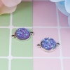 Picture of Zinc Based Alloy & Resin Druzy/ Drusy Connectors Round Antique Silver Black 20mm x 14mm, 25 PCs