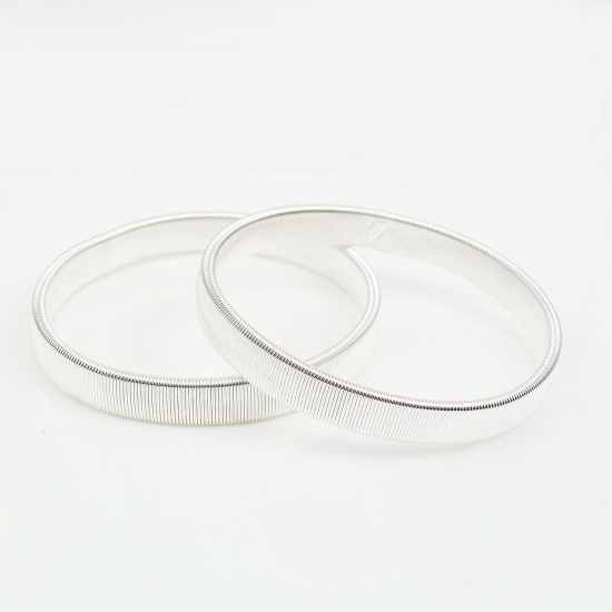 Picture of Elastic Armbands Bangles Bracelets Silver Plated Spring Round 25.5cm(10") long, 1 Piece