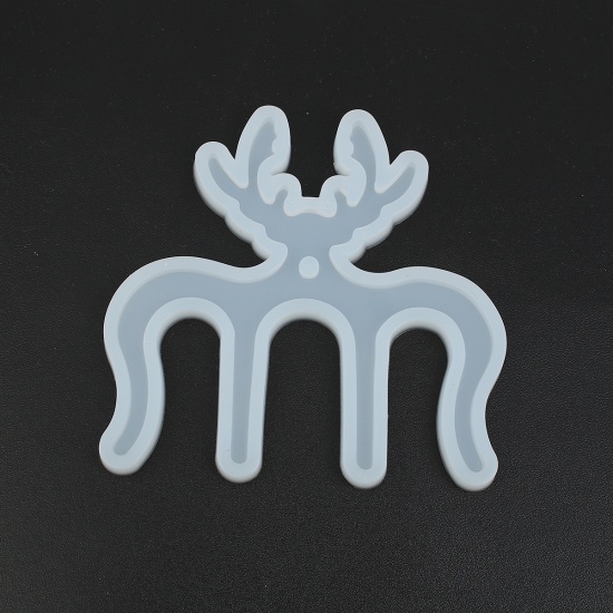 Picture of Silicone Resin Mold For Jewelry Making Music Book Clip Page Holder White Deer Horn/ Antler 10.1cm(4") x 9.8cm(3 7/8"), 1 Piece