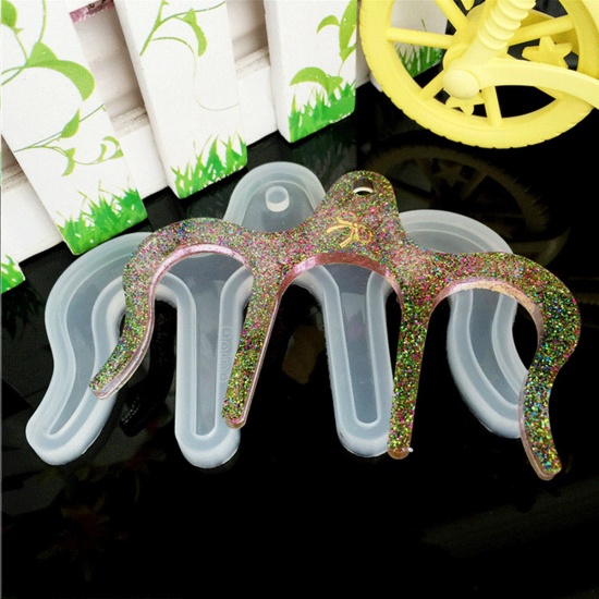 Picture of Silicone Resin Mold For Jewelry Making Music Book Clip Page Holder White 9.7cm(3 7/8") x 6.9cm(2 6/8"), 1 Piece
