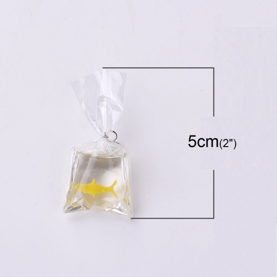 Picture of Resin Pendants Fish Animal Yellow Transparent Clear 50mm(2") x 24mm(1"), 3 PCs