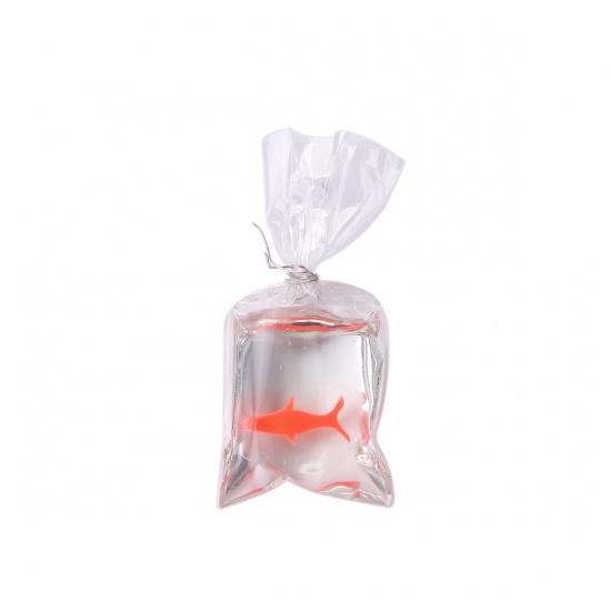 Picture of Resin Pendants Fish Animal Red Transparent Clear 50mm(2") x 24mm(1"), 3 PCs