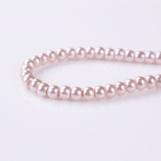 Immagine di Vetro Perline Tondo Rosa Korea Imitata Perla Circa 4mm Dia, Foro: Circa 1mm, lunghezza: 81cm, 1 sfilza (Circa 202 Pezzi/Treccia)