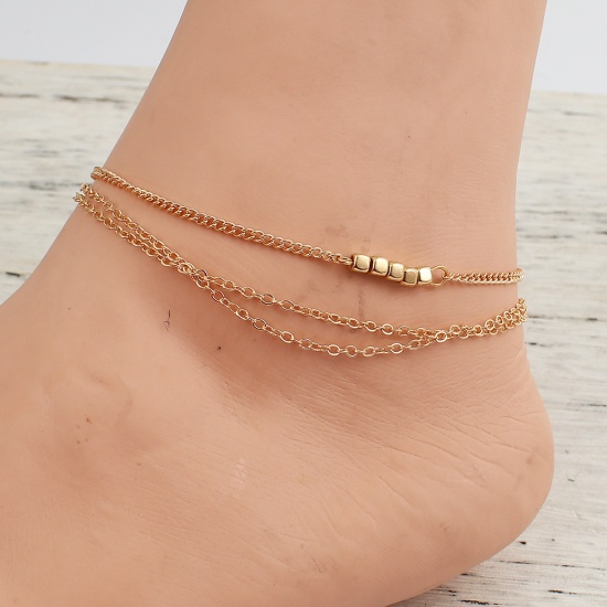 Picture of Multilayer Anklet Gold Plated Square 22.5cm(8 7/8") long, 1 Piece