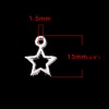 Изображение Цинковый Сплав Подвески Звезда Посеребренный 13мм(Размер США 1,75) x 10мм, 100 ШТ
