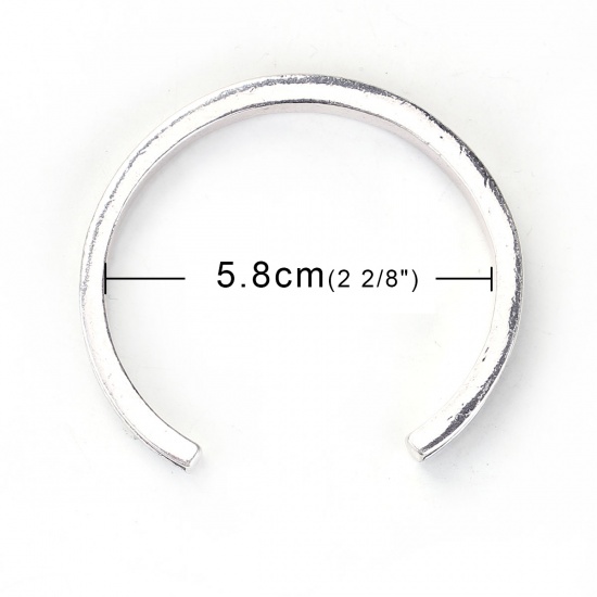 Bild von Zinklegierung Offen Manschette Haargummi Armreife Armband Antiksilber 17cm lang, 1 Stück