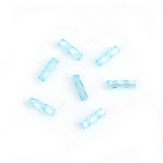 Изображение (Япония импорт) Стеклянные Бусины Витая Труба Синий Разноцветный Прозрачный Примерерно 6мм x 2мм, Размер Поры 0.8мм, 10 Грамм (Примерно 33 шт/пачка)