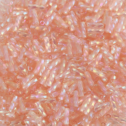 Image de (Japon Importation) Perles en Verre Bugles Torsadés Orange Clair Couleur AB Transparent Env. 6mm x 2mm, Trou: Env. 0.8mm, 10 Grammes (Env. 33 Pcs/Gramme)
