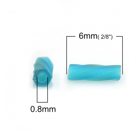 Immagine di (Japan Importazione) Vetro Perline Twisted Bugle Verde Blu AB Colore Smerigliato Circa 6mm x 2mm, Foro: Circa 0.8mm, 10 Grammi (Circa 33Pz/Grammo)