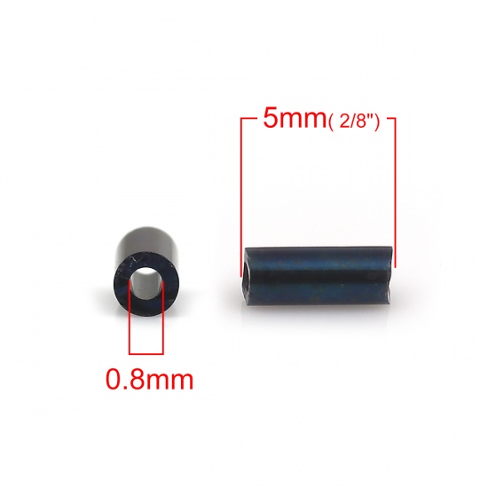 Immagine di (Japan Importazione) Vetro Perline Round Bugle Blu Scuro Metallico AB Colore Circa 5mm x 2mm, Foro: Circa 0.8mm, 20 Grammi (Circa 34Pz/Grammo)
