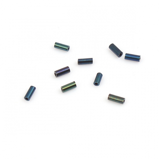 Immagine di (Japan Importazione) Vetro Perline Round Bugle Blu Scuro Metallico AB Colore Circa 5mm x 2mm, Foro: Circa 0.8mm, 20 Grammi (Circa 34Pz/Grammo)
