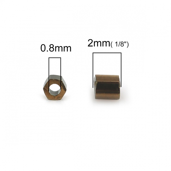 Immagine di (Japan Importazione) Seme Vetro Perline Esagono Bronzo Metallico Circa 2mmx 2mm, Foro: Circa 0.8mm, 10 Grammi (Circa 85Pz/Grammo)