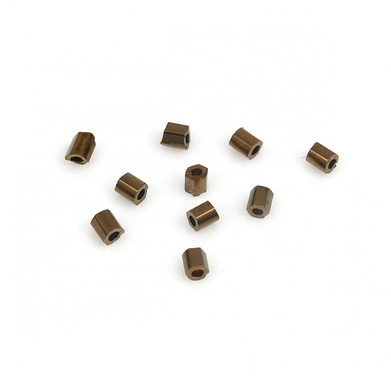 Image de (Japon Importation) Perles de Rocaille Hexagone en Verre Bronzé Métallique 2mm x 2mm, Trou: Env. 0.8mm, 10 Grammes (Env. 85 Pcs/Gramme)