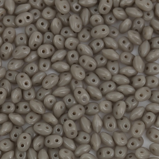 Immagine di (Importazione Ceca) Vetro Seme Buco Doppio Perline Grigio Giada d'Imitazione Come 5mmx 4mm, Foro: circa 0.8mm, 10 Grammi (Circa 13 Pz / Grammo)