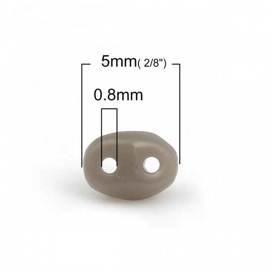 Immagine di (Importazione Ceca) Vetro Seme Buco Doppio Perline Grigio Giada d'Imitazione Come 5mmx 4mm, Foro: circa 0.8mm, 10 Grammi (Circa 13 Pz / Grammo)