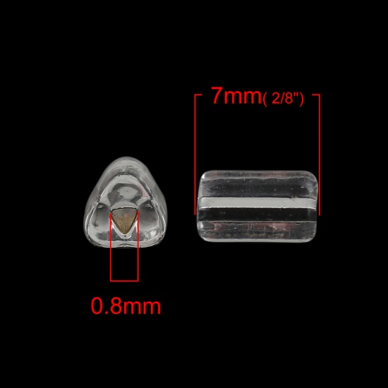 Picture of (Czech Import) Glass Inverted Triangle Hole Triangle Seed Beads Transparent Clear About 7mm x 4mm, Hole: Approx 0.8mm x 0.8mm, 20 Grams (Approx 8 PCs/Gram)