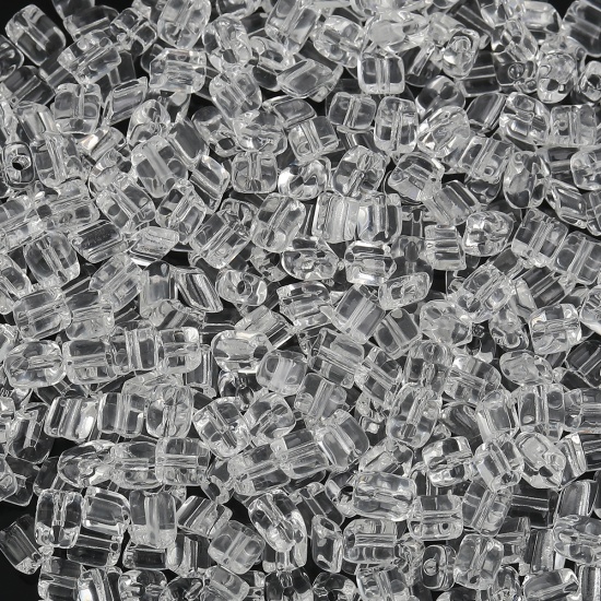 Picture of (Czech Import) Glass Oblongs Obligue Seed Beads Transparent Clear About 4mm x 4mm, Hole: Approx 0.8mm, 30 Grams (Approx 15 PCs/Gram)