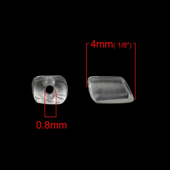 Immagine di (Importazione Ceca) Vetro Seme Oblungo Sezione Perline Trasparente Come 4mm x 4mm, Foro: Circa 0.8mm, 30 Grammi (Circa 15 Pz / grammo)
