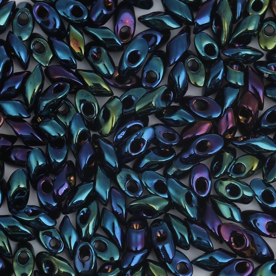 Imagen de (Japón Importación) Vidrio Granos de Semillas Magatama Cuentas Azul AB Color 8mm x 4mm, 1.4mm, 10 Gramos 7