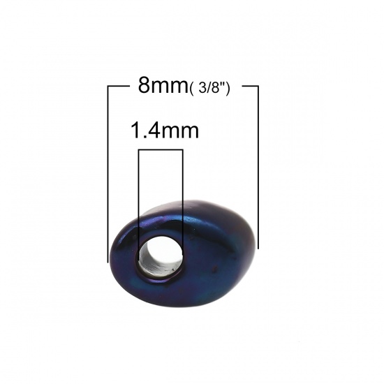 Bild von Japanisch Glas Lang Magatama Rocailles Perlen Blau AB Farbe ca. 8mm x 4mm, Loch:ca. 1.4mm, 10 Gramm (ca. 7 Stück/Gramm)