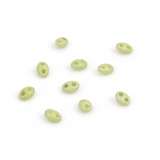 Immagine di (Importazione Ceca) Vetro Seme Buco Doppio Perline Verde Opaco Come 5mmx 4mm, Foro: circa 0.8mm, 10 Grammi (Circa 18 Pz / Grammo)