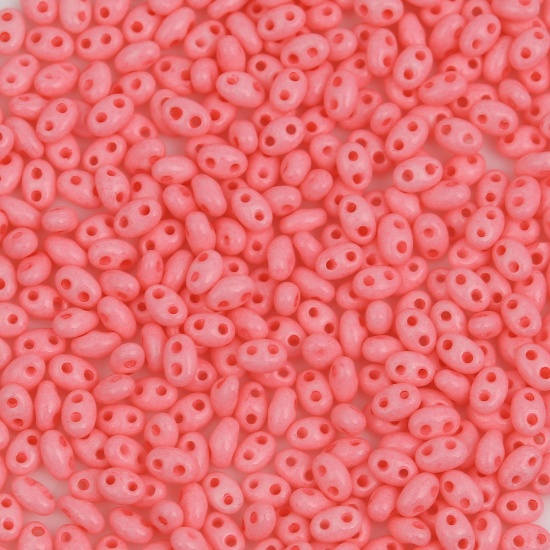 Immagine di (Importazione Ceca) Vetro Seme Buco Doppio Perline Rosa Opaco Come 5mmx 4mm, Foro: circa 0.8mm, 10 Grammi (Circa 18 Pz / Grammo)
