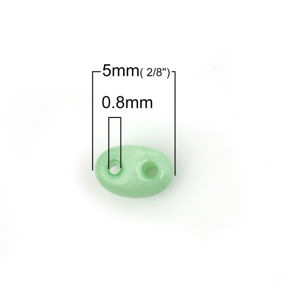 Immagine di (Importazione Ceca) Vetro Seme Buco Doppio Perline Blu Chiaro Opaco Come 5mmx 4mm, Foro: circa 0.8mm, 10 Grammi (Circa 18 Pz / Grammo)