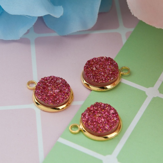 Picture of Brass & Resin Druzy/ Drusy Charms Round                                                                                                                                                                                                                       