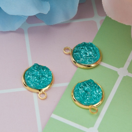 Picture of Brass & Resin Druzy/ Drusy Charms Round                                                                                                                                                                                                                       