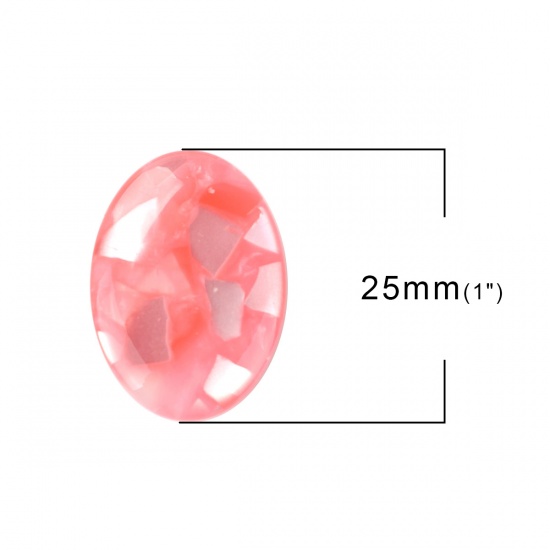 Picture of Resin Dome Seals Cabochon Oval Pink 25mm(1") x 18mm( 6/8"), 20 PCs