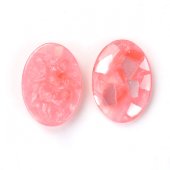 Picture of Resin Dome Seals Cabochon Oval Pink 25mm(1") x 18mm( 6/8"), 20 PCs