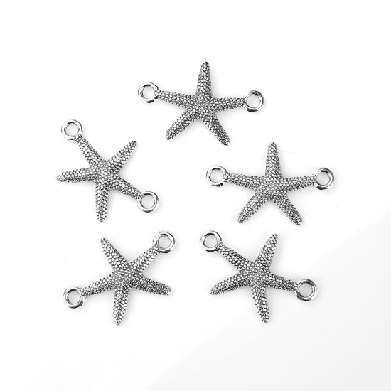 Imagen de Zamak Conectores Estrella de mar Plata Antigua 33mm x 21mm, 20 Unidades