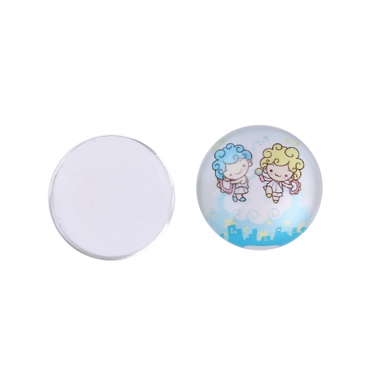 Picture of Glass Dome Seals Cabochon Round Flatback At Random Angel Pattern 20mm( 6/8") Dia, 20 PCs