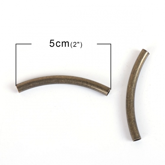 Picture of Brass Spacer Beads Curved Tube Antique Bronze 50mm(2") x 5mm( 2/8"), Hole: Approx 4.2mm, 20 PCs                                                                                                                                                               