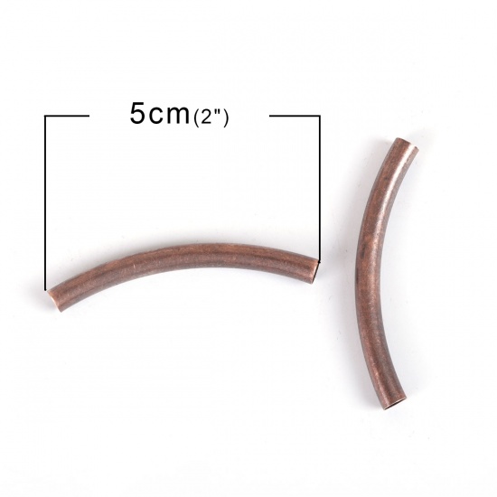 Picture of Brass Spacer Beads Curved Tube Antique Copper 50mm(2") x 5mm( 2/8"), Hole: Approx 4.2mm, 20 PCs                                                                                                                                                               