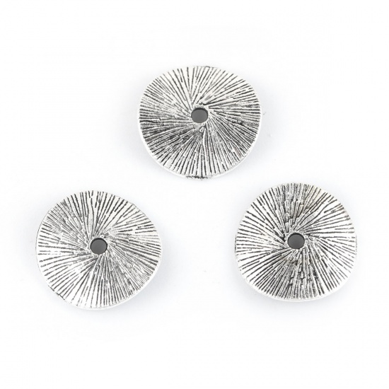 Picture of Zinc Based Alloy Wavy Spacer Beads Antique Silver About 15mm Dia, Hole: Approx 1.7mm, 50 PCs