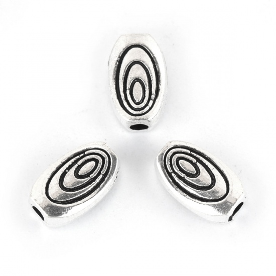 Picture of Zinc Based Alloy Spacer Beads Oval Antique Silver Spiral 10mm x 6mm, Hole: Approx 1.8mm, 100 PCs