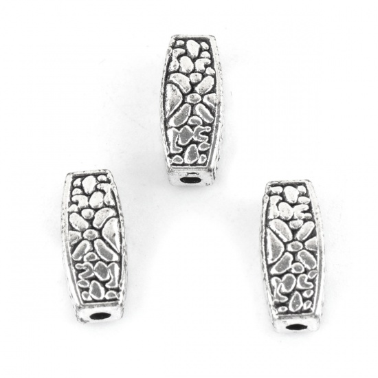 Picture of Zinc Based Alloy Spacer Beads Marquise Antique Silver 12mm x 5mm, Hole: Approx 1.5mm, 50 PCs