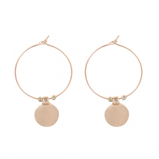 Picture of Hoop Earrings Gold Plated Round Circle Ring 40mm(1 5/8") x 29mm(1 1/8"), Post/ Wire Size: (22 gauge), 1 Pair