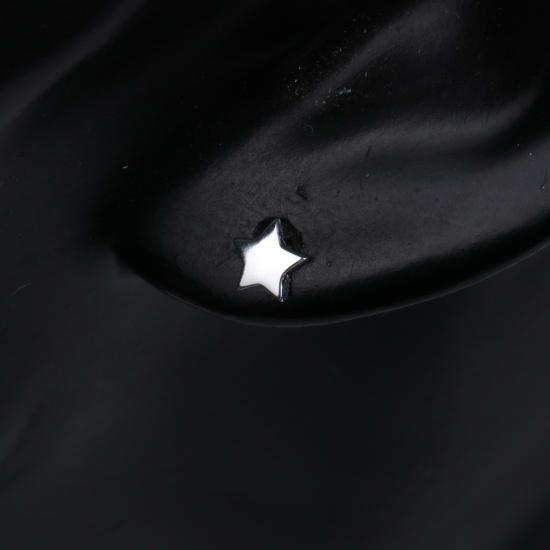 スターリングシルバー イヤリング シルバー 月 透明 ラインストーン 6mm x 5mm、 ワイヤーサイズ: （21号）、 1 ペア の画像